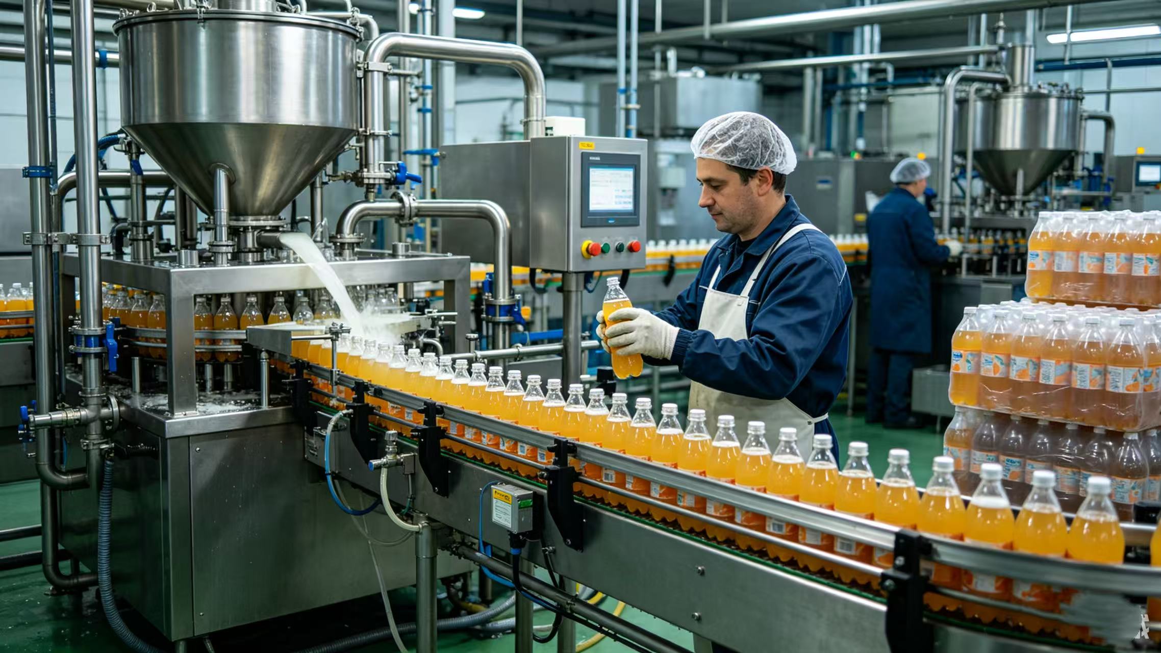 Anwendungen, Vorteile und Standards von Schraubenluftkompressoren in der Lebensmittel- und Getränkeindustrie.